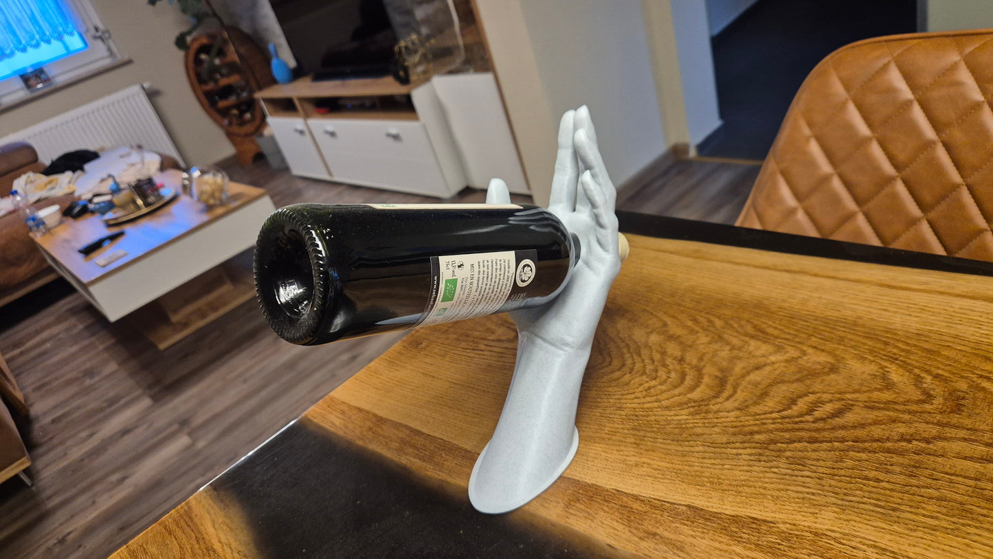 3D-gedruckter Weinflaschenhalter – Hand-Design